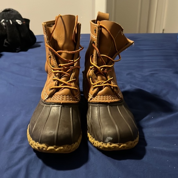 LL Bean Womens Duck Boots 6 Eye Tan Brown Unlined Made In USA Size 7 m - Picture 2 of 5